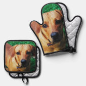 調理師ギフトアイディアパーソナライズされた写真 鍋つかみ&鍋敷きセット (正面/裏面)