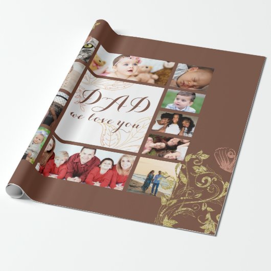 調理師パパ私たちはあなたを愛する家族の写真コラージュ ラッピングペーパー (アンロールド)