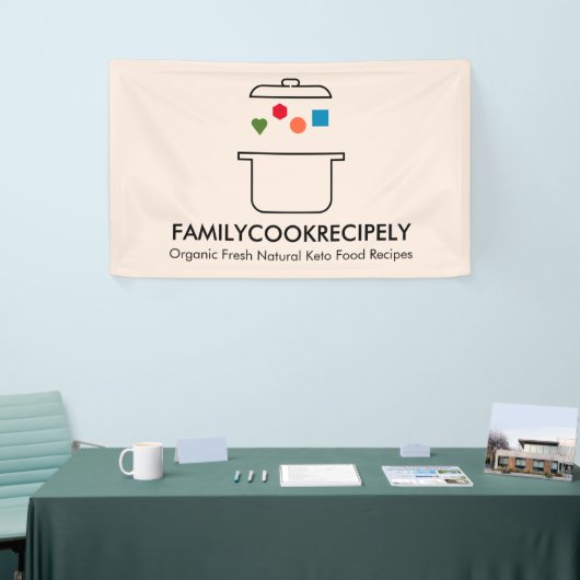 調理師ポットケトの中の幾何学的食品 横断幕 (トレードショー)