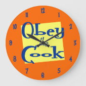 調理師レトロオレンジイエローキッチンクロックに従う ラージ壁時計 (正面)