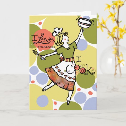 調理師好きの女性のためのグリーティングカード! カード (黄色い花)