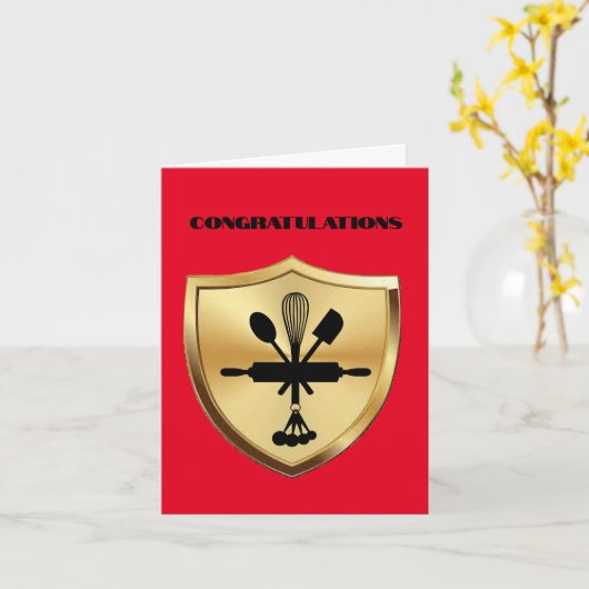 調理師学校卒業カードまたはベーキング学校 カード (黄色い花)