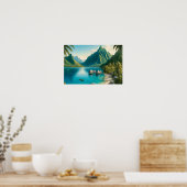 調理師湾，ムーアフランスのア，ポリネシア水色 ポスター (キッチン)