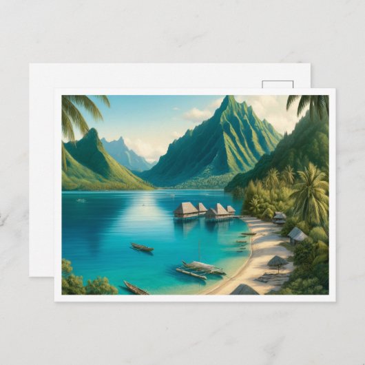 調理師湾,ムーアフランスのア,ポリネシア水色 ポストカード (正面/裏面)