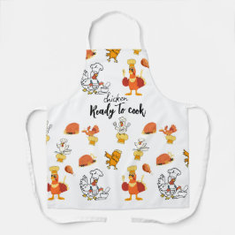 調理師準備のチキンおもしろい エプロン