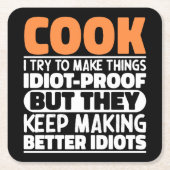 調理師私は物事を作ろうとするおもしろい諺料理 スクエアペーパーコースター (正面)