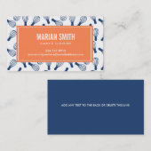 調理師、ベーカー名刺ホワイト、オレンジ&ブルー 名刺 (正面/裏面)