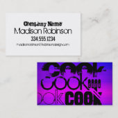 調理師;紫鮮やか色ブルーおよびマゼンタ 名刺 (正面/裏面)