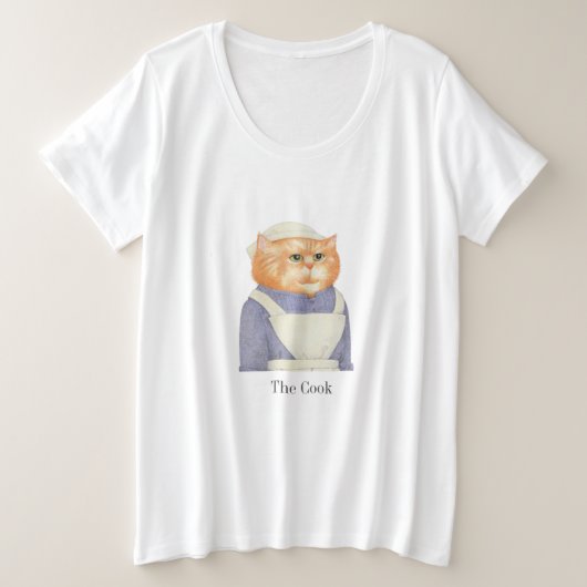 調理師CATウィメンズプラスサイズTシャツ プラスサイズTシャツ (デザイン正面)