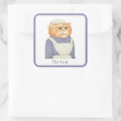 調理師CAT大型スクエアステッカー+文字 スクエアシール (バッグ)