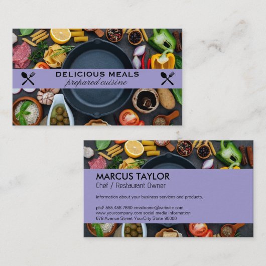 調理済み料理 | ケータリング | シェフ 名刺 (正面/裏面)