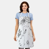 調理用エプロン全周プリントエプロン花デザイン エプロン (着用した状態)