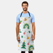 調理用キャンバス全面プリントエプロン – 大 エプロン (着用した状態)