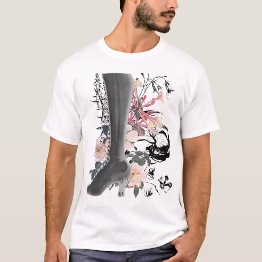 調的なストライプのハイヒールのX線 Tシャツ (正面)