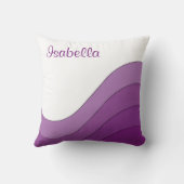 調的な波の紫色のストライプのでカスタムなパーソナライズ クッション (裏面)