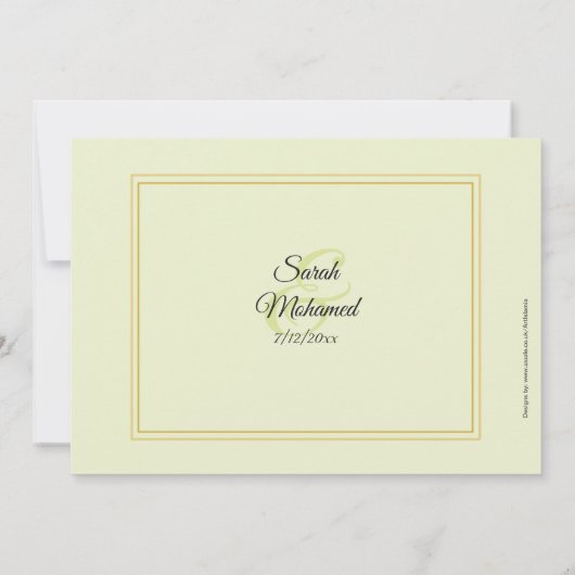 調的な花のイスラム教の結婚式 招待状 (裏面)