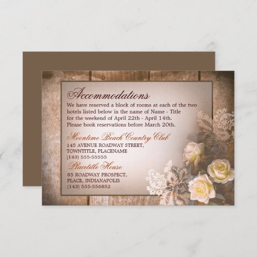 調節カードを結婚しているヴィンテージのバラ エンクロージャーカード (正面/裏面)