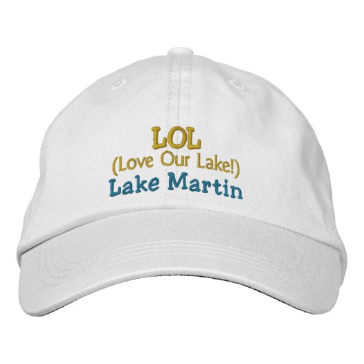 調節可能なキャップ"LOL Love Our Lake!" マーチン湖 刺繍入りキャップ (正面)