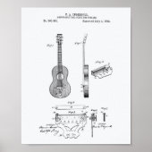 調節可能なギター1893特許芸術ホワイト紙 ポスター (正面)