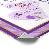 調節可能なサイズのラベンダーと紫のシーティングチャート ポスター (角)