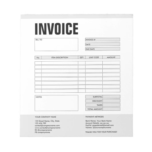 請求書フォーム 業務見積 追加ロゴ ノートパッド (正面)