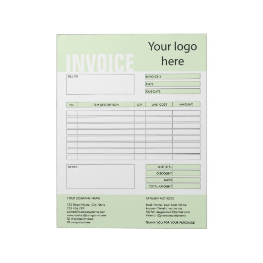 請求書フォーム 業務見積 追加ロゴ ノートパッド (回転)