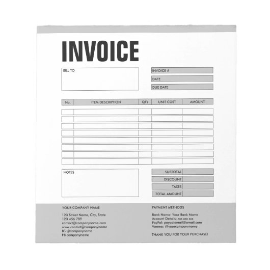 請求書フォーム 業務見積 追加ロゴ ノートパッド (正面)