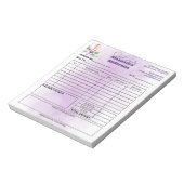 請求書ペストリーシェフパープルフローラ水色 ノートパッド (回転)