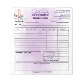 請求書ペストリーシェフパープルフローラ水色 ノートパッド (正面)