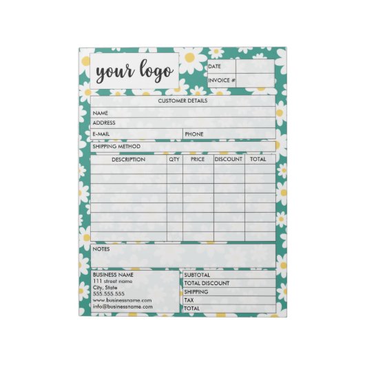 請求書営業型枠受入、ロゴの追加 ノートパッド (回転)