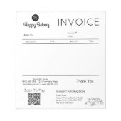 請求書売上受入小規模企業のベーカリーアイコン ノートパッド (正面)