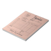 請求書売上受入業務ロゴ赤面ピンク ノートパッド (回転)