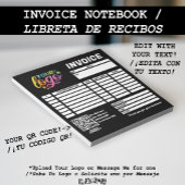 請求書QRコードロゴ モダン ブラック ホワイト レインボー ノートパッド