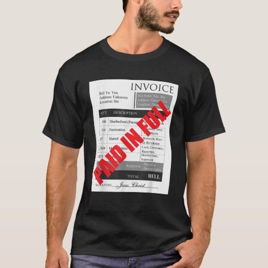 請求書T字（全額支払） Tシャツ (正面)