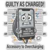 請求額に罪悪感 – おもしろい携帯電話のオーバー充電パロディグッズ シール (正面)