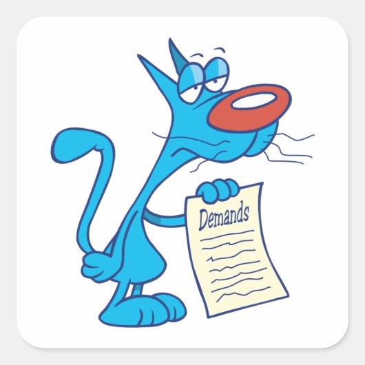 請求額四角ステッカー付き猫 スクエアシール (正面)