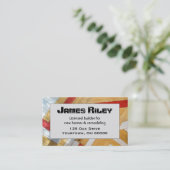 請負業者用のジオメトリック木目の床パターン 名刺 (スタンド正面)