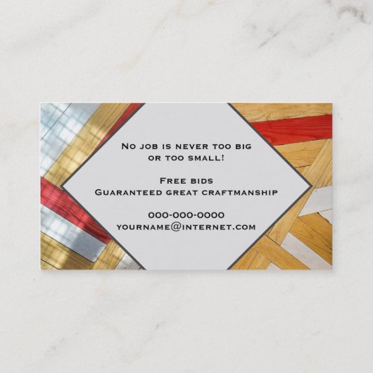 請負業者用のジオメトリック木目の床パターン 名刺 (裏面)