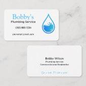 請負業者給排水衛生設備配管サービスのウォータードロップデザイン 名刺 (正面/裏面)