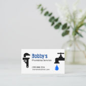 請負業者給排水衛生設備配管サービスクロームデザイン 名刺 (スタンド正面)