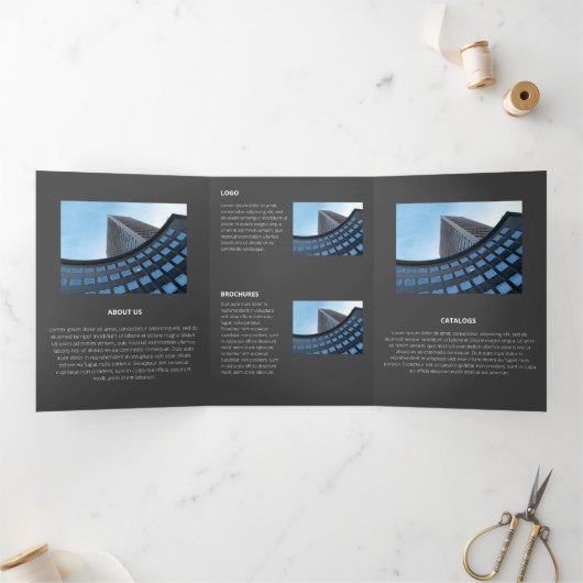 論理モノクロ幾何学レトロ角度 三つ折りカード (内部)