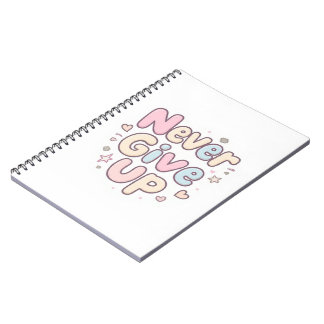 「諦めないで」かわいいふわふわ文字（ホワイト) ノートブック