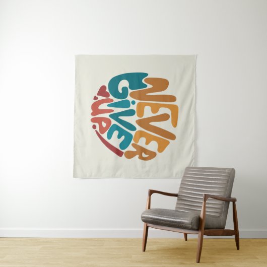 諦めないで - かわいいモチベーションのメッセージ タペストリー (インサイチュ(横))