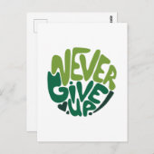 諦めないで - 緑のポジティブな手書き文字 ポストカード (正面/裏面)