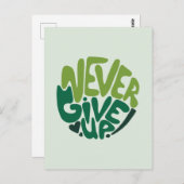 諦めないで - 緑のポジティブな手書き文字 ポストカード (正面/裏面)