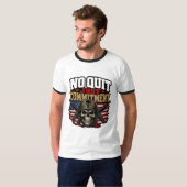 諦めない強い意志 軍事ドクロ Tシャツ (正面フル)