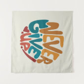 諦めるな - かわいいモチベーションのメッセージ タペストリー (正面(横))