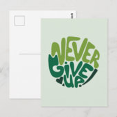諦めるな - 緑のポジティブな手書き文字 ポストカード (正面/裏面)