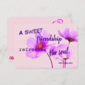 諺の甘い友情のラベンダーのメッセージカード 出欠カード (正面/裏面)