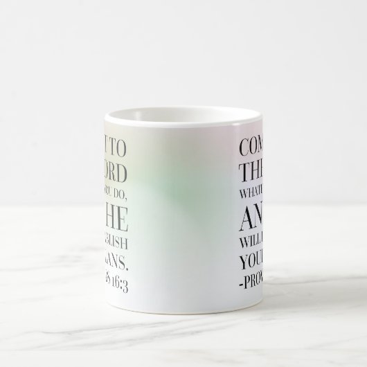 諺の16:3の聖書の引用文 コーヒーマグカップ (中央)